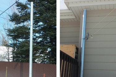 Poteau de corde à linge galvanisé installé à Montréal
